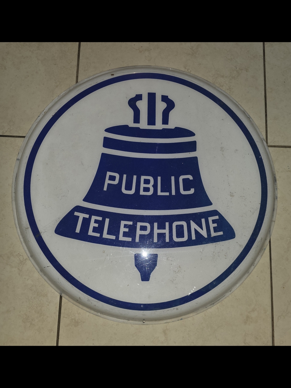 Blue Public Telephone Wall Sign - Classic Round Design